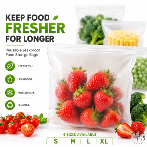 EVA Reusable Silicone Food Sealing Bag - Freezer Bag Containers Leakproof Zip Shut Bag Fresh-keeping Kitchen