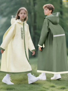 DINGQING | Childrens All-in-One Long Hooded Raincoat with Large Brim For School Use