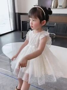 PRINCESS KESLI 0-7 Years Girls Dress White Butterfly Mesh Dress Baju Anak Perempuan Gaun Princess Dresses Kids Clothing