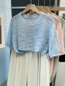 JIANDIYA | Glittery Lace Knitted T-Shirt Loose Fit Casual