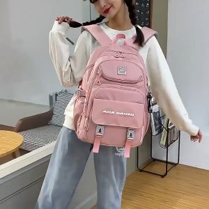 Beg Sekolah untuk Perempuan Gaya Preppy Korea Selatan Kapasiti Besar Ringan dan Berkualiti Tinggi Sesuai untuk Pelajar Sekolah Menengah Rekaan Ringkas Gaya Ins