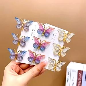 ED 5PCS/Set Gradient Butterfly Hair Clips & Trumpet Side Back Hairpin