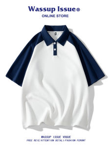 Wassup Issue Japanese Style Heavyweight Short Sleeve Mens T-Shirt Loose Couple Half Sleeve Top Summer Polo Shirt for Teens