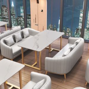 Scandinavian Western Restaurant Cafe Leather Sofa Deck Bar Photo Studio Sales Office Reception Milk Tea Shop Table and Chair Combination