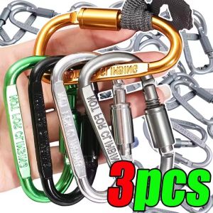 3PCS Carabiner Outdoor Locking Aluminum Alloy D Ring Keychain Heavy Duty Safety Hook 360 Swivel for Camping Hiking