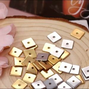 50pcs 8mm Stainless Steel Square Flat Spacer Beads Loose Beads for DIY Jewelry Making Accessories Wholesale