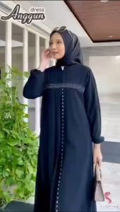Gamis Crinkle Premium Lengan Panjang Motif Geometris Abaya Trendy