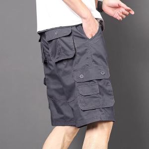 Summer Washed Cotton Workwear Shorts Mens Loose Straight Leg Sporty Casual Pants Thin Five-Point High Waist Trousers