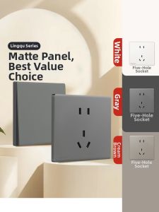 Panasonic | Misty Grey AC Suitable Dual Control Socket with 5 Holes and USB 16A