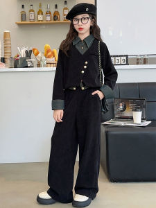 ชุดสองชิ้นแฟชั่นฤดูใบไม้ร่วงสำหรับเด็กผู้หญิง ชุดลำลองสไตล์เกาหลี ชุดสองชิ้น เสื้อผ้าทำงาน ชุดสองชิ้น ชุดสองชิ้น