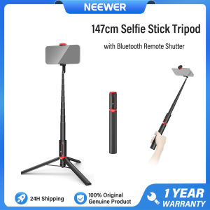 NEEWER 57.9”/147cm Selfie Stick Tripod Metal Portable Lightweight Travel Mobile Phone Stand with Holder & Remote Control for Video Recording PA991