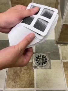 50 PCS Drain Covers Mesh Stickers Waterproof Adhesive prevent Hair Plugs Shower Sink Drain Covers Suitable for Bathroom Kitchen