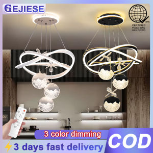 GEJIESE 100W black chandelier sala modern design height adjustable 3 color dimming dinning room bedroom chandeliers with remote for low ceiling high ceiling