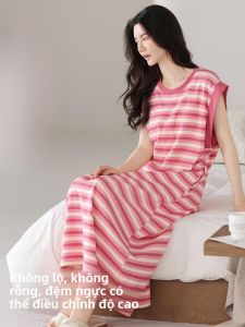 MiiOW | MiiOW Cat Person Áo ngủ cotton nguyên chất mùa hè cho nữ Áo vest có đệm ngực Áo mặc ở nhà có thể mặc ngoài trời Áo dài tay cổ tròn