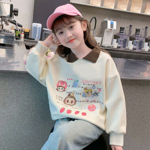 Fashionable Cartoon Print Girls Sweatshirt Childrens Polo Top Spring Autumn Seasonal Polyester Fiber Long Sleeve T-shirt