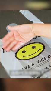 Smiley Plastic Shopping Bag Durable Waterproof Reusable Eco-Friendly Material Thank You Have A Nice Day