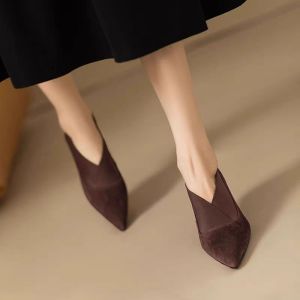 Spring/ Autumn New Comfortable Stiletto Womens Shoes Suede Party Womens Shoes Fashion Pointed Toe High Heels Zapatos De Mujer