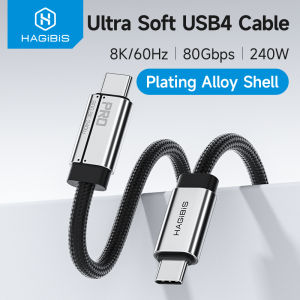 Hagibis USB C to USB C Full Function Cable Super Soft USB4 80Gbps 240W Fast Charging Cord for Thunderbolt 4/5 iPhone 17 Laptop