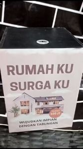 Celengan Target 100 Juta 200 Juta Tabungan Untuk Rumah impian dan Liburan Bahan Kayu Anti Rayap Unik 15cmx15cmx20cm