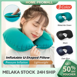 Press Type Inflatable Air Neck Pillow U-shaped Portable Travel Air Pillow Adult Aircraft High Quality for Office Airplane Home Car Bantal Angin 充气枕