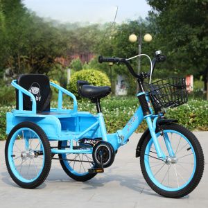 Foldable Kids Tricycle Bicycle with Large Size Inflatable Tires Double Seater Children Pedal Car Small Pic Children Tricycle