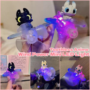 Aitemay 4pcs Motorcycle Accessory Toothless Anime Figure Wind Power Mini LED Light Adhesive Wind Energy Airplane Ornament with Warning Effect Cute Auto Motorcycle Accessory