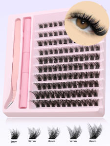 1 Set Eyelash Extender Cluster Artificial Cat Eye False Eyelash Adhesive And Sealant(Glue And Tweezers Are Randomly Dispatched)