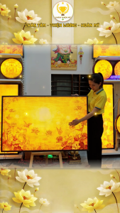 Đèn Hào Quang Trúc Chỉ In Ngang Hoa Sen Trang Trí Phòng Thờ Bàn Thờ Treo Tường TC-TN-78