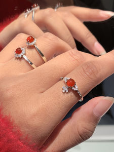 925 Sterling Silver Open Ring for Women Natural Red Agate Quartz Ring Luxury Minimalist Style Fresh out New Fashion Jewelry