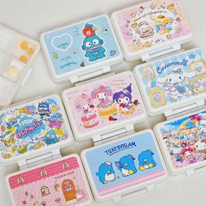 Portable Medicine Box Health Supplement Organizer Sealed Pill Container Travel-friendly Medicine Storage by Sanrio Kawaii