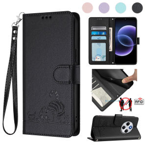 Wallet Kitten Embossing High-quality With Card Slot RFID Blocking Magnetic Flip Leather Case For Xiaomi Redmi 17C Cover