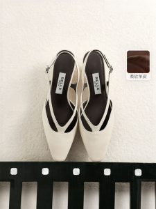 Belle | Yanweidie Sheepskin Heel Sandals Hollowed Back with Covered Toe