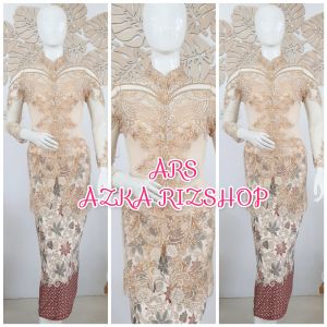 set kebaya pesta tunik kebaya kerah syanghai + longtorso dan rok prisket