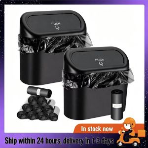 1/2/3Pcs Car Trash Can (with Lid) Contains 60 (300) Garbage Bags Small Car Trash Can Leak-proof Mini Car Accessories