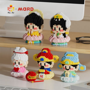 God of Wealth small fairy building block pellet kit assembled display gift educational Stem toys toy for kids