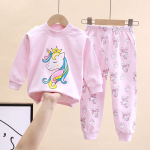 Kids Cartoon Print Pajama Sets Autumn Winter Warm Clothing Suits Spring Boys Girl Fashion Print Pullover+Pants 2Pcs Outfits 0-8Y