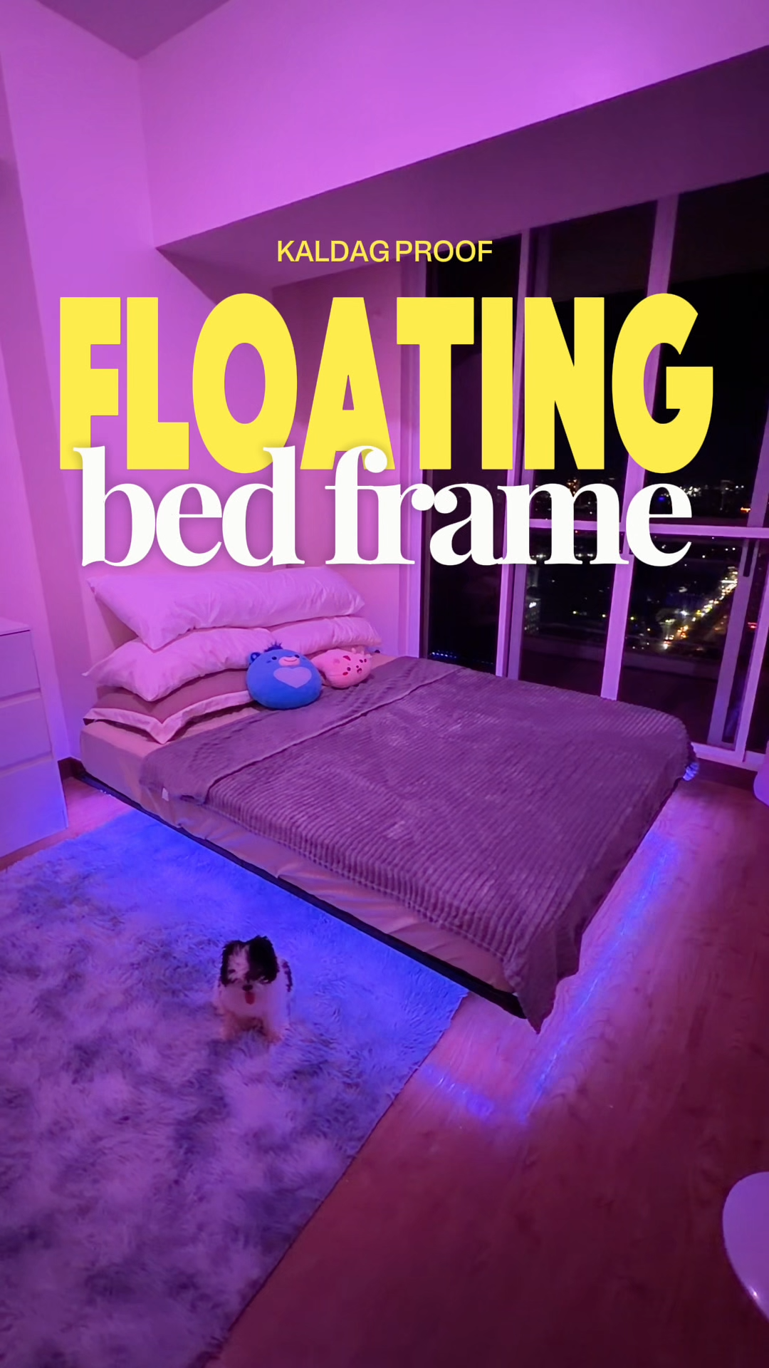 Smart Floating Bed Frame 9-Point Sturdy Base App Control Vibe Matibay Double/Full Double/Queen/King