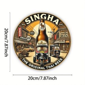 CIFbuy | 2D 1PC Vintage Beer Mug Round Metal Tin Sign Retro Pub Bar Wall Decor Home Garden Art Aluminum Plaque Man Cave Gift