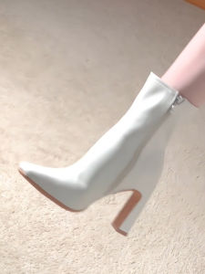 NUDIZHEN | Winter Slimming Versatile Leather Ankle Boots White