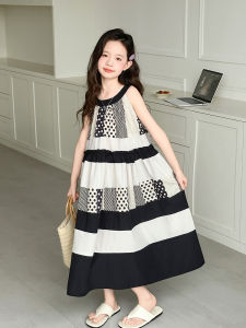 New 2025 Girls Cotton Dress Summer Thin Long Princes Dress Childrens Clothing Parent-Child Matching Outfits Large Size Kids