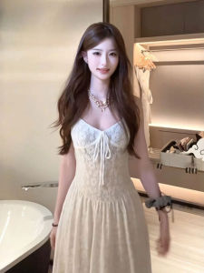 CHANGTONG | Elegant Fairy Long Dress V-Neck Strap Beach Wear
