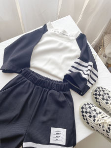 Summer Boys Suit Short Sleeve Shorts Two-piece Set 2024 Loose K-style Childrens Trendy Childrens Clothing Childrens Sports Set