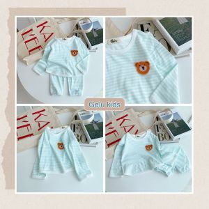 Đồ bộ dài tay bé trai bé gái  chất vải cotton borip hàn mềm mịn hình in dễ thương bộ mặc nhà cho bé B055