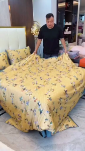 YANASEN Premium Cotton Queen/King Size Bedding Set with Comforter - Elegant Solid Color Design