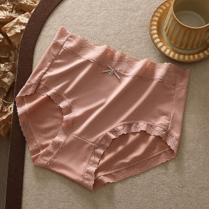 4-Pack Accessible Luxury Retro Mid-High Waist Ice Silk Seamless Panties Luxury Plaid Antibacterial Crotch Briefs without Hip Clip