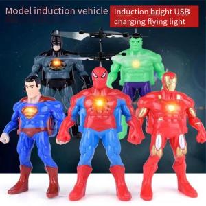 Spiderman Superman Remote Control Induction helicopter USB rechargeable Aircraft Infrared Induction Toys For Children Outdoor Luminous Kid Flyings Fairy Toy Magical Wing Infrared Induction Control Child Toy Flying Doll