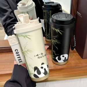 Portable Insulated Stainless Steel 316 Panda Coffee Cup Large Straw Mouth Men Women Style Double Sided Drink Water Cup