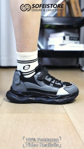 SOFEI Sepatu Anak Sepatu olahraga pelajar pria dan wanita sepatu jaring hitam bernapas dan tahan aus