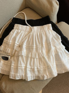 Váy Ngắn Chữ a Xếp Ly Trắng Kiểu Pháp Cho Nữ Mùa Hè Váy Ngắn Xếp Ly Bằng Vải Cotton Pha Trộn Màu Trơn Cao Cấp