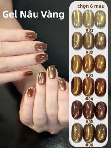 1 Hộp Sơn Móng Tay Gel Mắt Mèo Nhũ Vàng TC Whitening Golden Light Glass Beads Màu Nâu Caramel Thời Trang Phổ Biến 10ml
